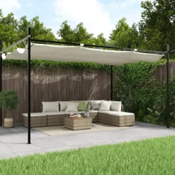 Pergola sisäänvedettävä katto kerma 395x292x230 cm