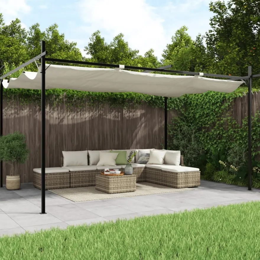 Pergola sisäänvedettävä katto kerma 395x292x230 cm