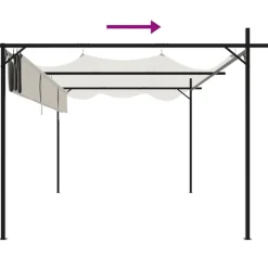 Pergola sisäänvedettävä katto kerma 395x292x230 cm