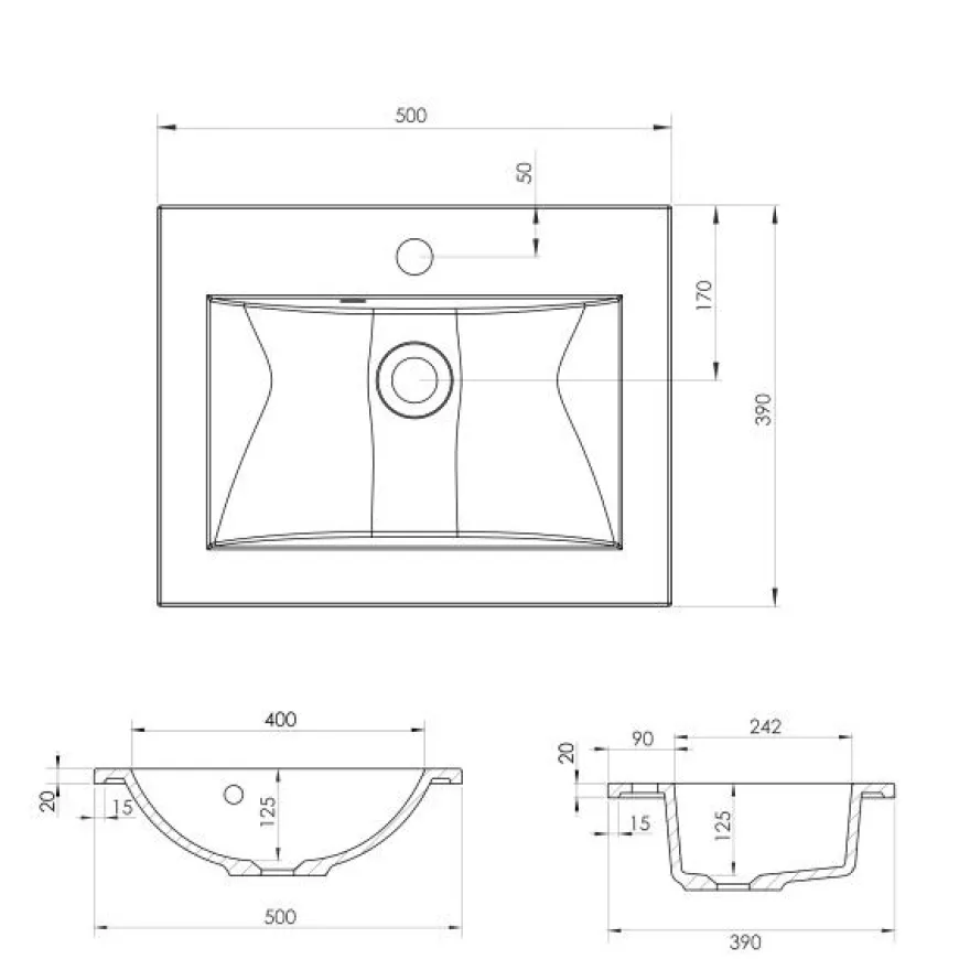 Pesuallas Grip Claudia Thin, 390x500mm, valumarmori, valkoinen