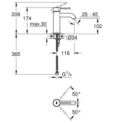 Pesuallashana Grohe Essence 23590001, DN15, kromi