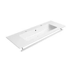 Pesuallas Interia Pura Slim 122x46cm, 2 hanareikää, ExtraGlaze-pinnoite, valkoinen