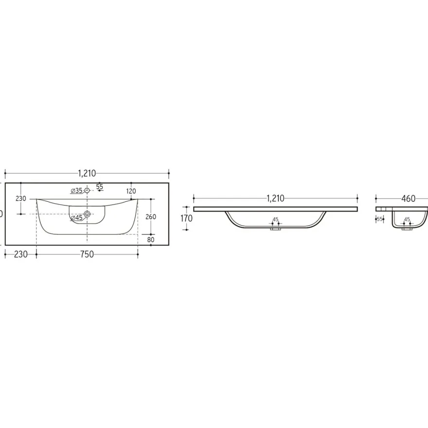 Pesuallas Interia Waves, 120x46 cm, mattamusta