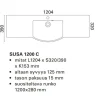 Pesuallas Susa, 1204x390x153mm, valkoinen