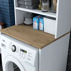 Pesukonekaappi Linento Furniture KD101, valkoinen/pähkinäpuu