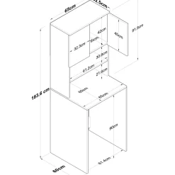 Pesukonekaappi Linento Furniture KD101, valkoinen/pähkinäpuu