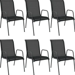 Pihan tuolit, teräs ja textilene, musta, eri pakkauskokoja