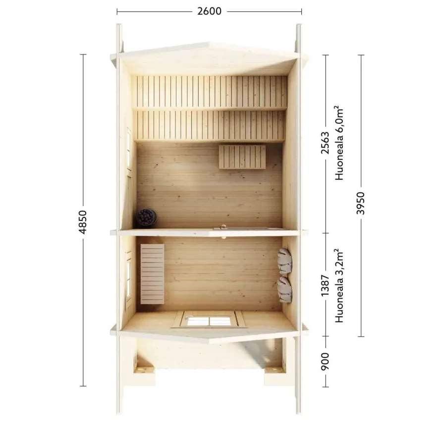 Pihasauna Luoman Lillevilla 7-5 Tiira, 10.3 + 2.3m²