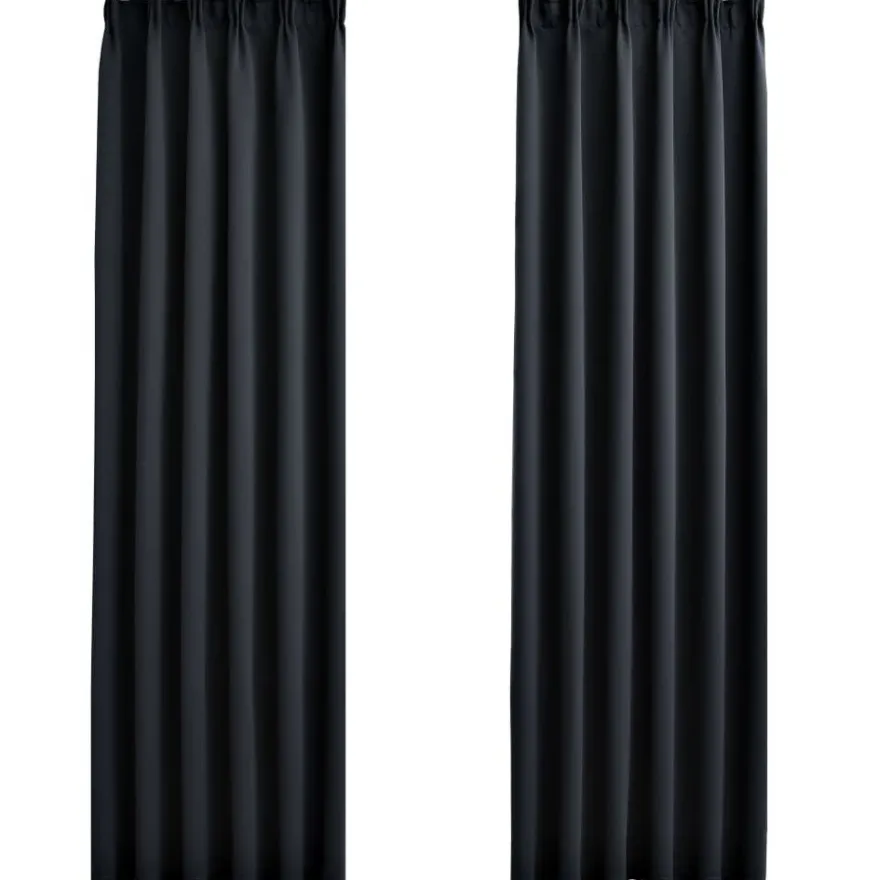 Pimennysverhot koukuilla 2 kpl musta 140x225 cm