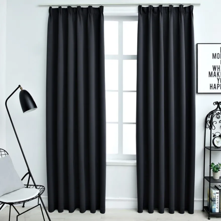 Pimennysverhot koukuilla 2 kpl musta 140x225 cm