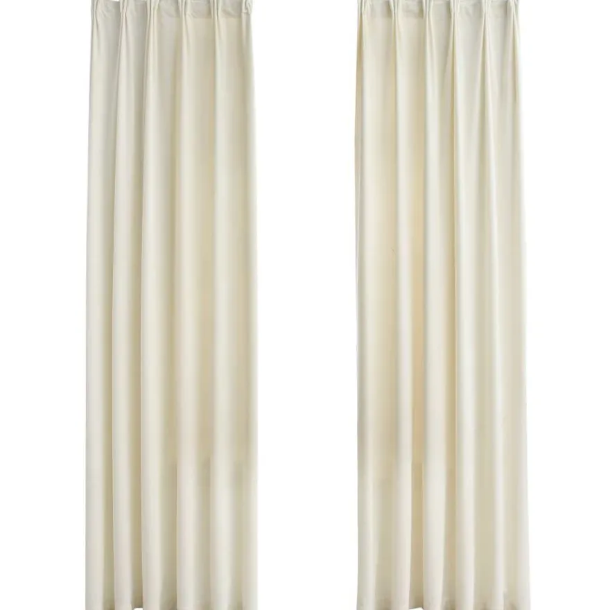 Pimennysverhot koukuilla 2 kpl sametti kerma 140x225 cm