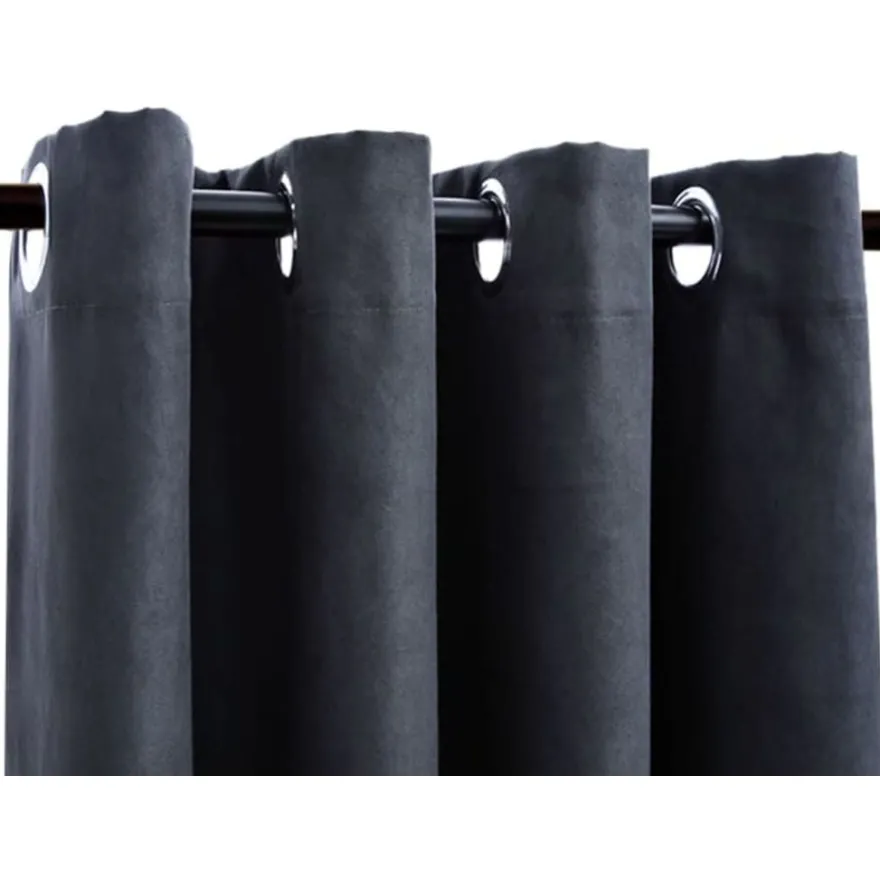Pimennysverhot metallirenkailla 2 kpl antrasiitti 140x175 cm