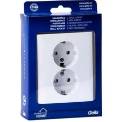 Pistorasia Gelia Connect 2 Home, 2-osainen, 16A, maadoitettu, uppo-asennus, valkoinen
