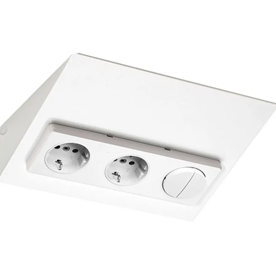 Pistorasia Limente Luxa-32, 30W, 24V LED-virtalähde, kaksoiskytkin, valkoinen