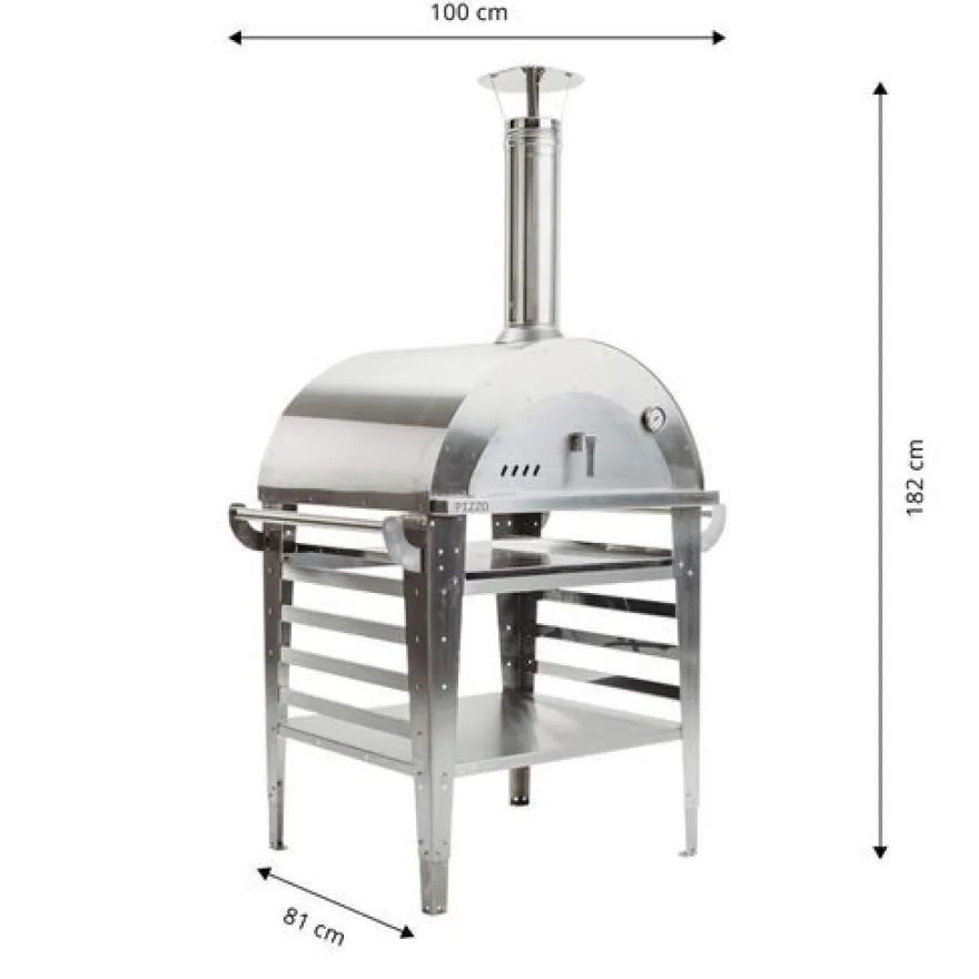 Pizzauuni GrillSymbol Pizzo Inox, jalustalla, 100x81x182cm