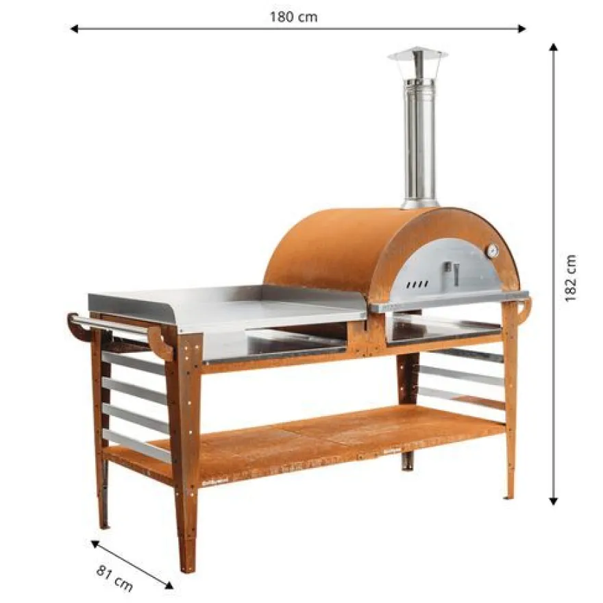 Pizzauuni GrillSymbol Pizzo XL, pöydällä, 180x81x182cm