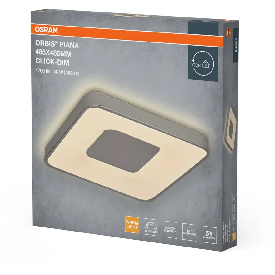 Plafondi Osram Orbis Piana 830 3000K Click DIM hopea, eri kokoja