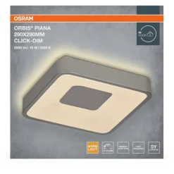 Plafondi Osram Orbis Piana 830 3000K Click DIM hopea, eri kokoja