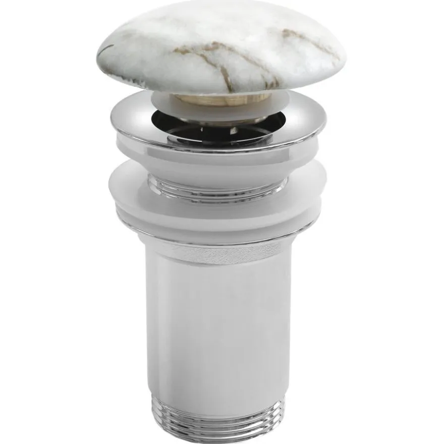 Pohjaventtiili Interia Bianco Carrara, 10-50mm, pop-up, ilman ylivuotosuojaa, keraaminen, valkoinen