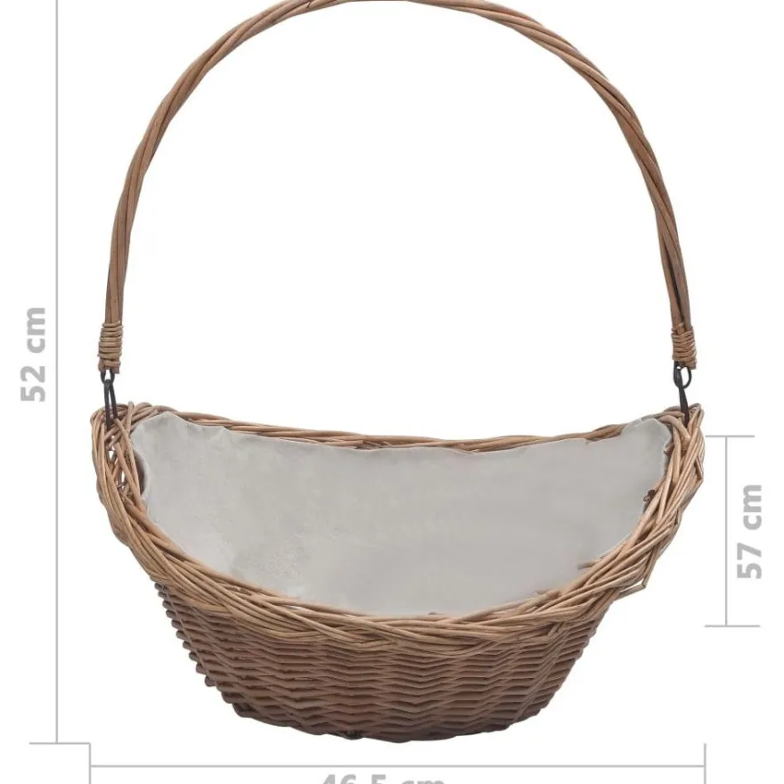 Polttopuukori kahvalla, 57x46,5x52cm, Brown Willow