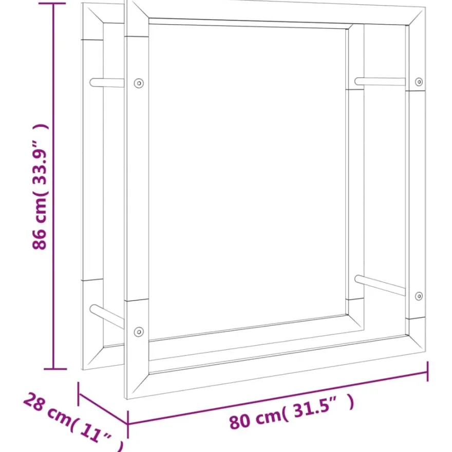 Polttopuuteline 80x28x86 cm ruostumaton teräs