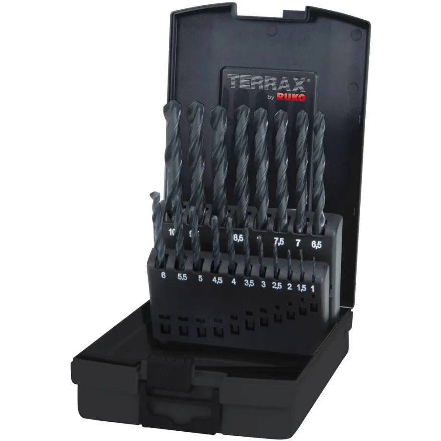 Poranteräsarja Terrax Ø1-10mm, HSS-R, 19-os. DIN338
