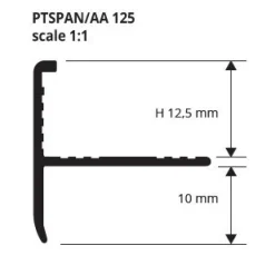 Porraskulmalista Progress Profiles Protermstep ALL, 12,5mm, 2,7m, anodisoitu alumiini