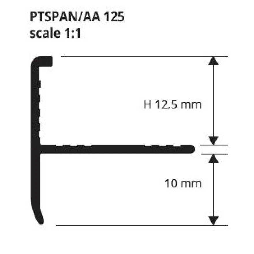 Porraskulmalista Progress Profiles Protermstep ALL, 12,5mm, 2,7m, anodisoitu alumiini