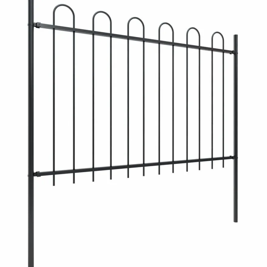 Puutarha-aita, kaarikärjillä, 3.4x1.2m, teräs, musta
