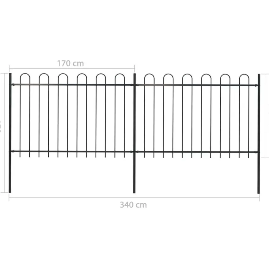 Puutarha-aita, kaarikärjillä, 3.4x1.2m, teräs, musta