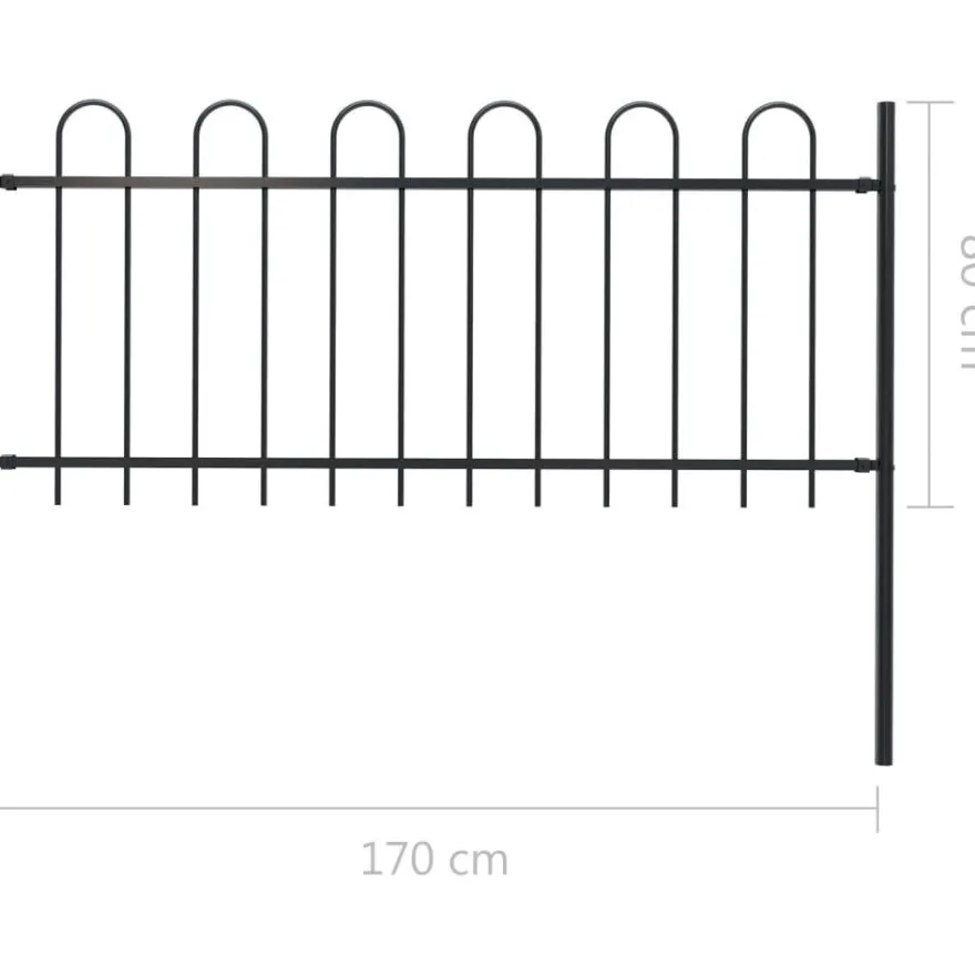 Puutarha-aita, kaarikärjillä, 1.7x1m, teräs, musta