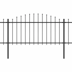 Puutarha-aita, keihäskärjillä, teräs, (1.25-1.5)x5.1m, musta