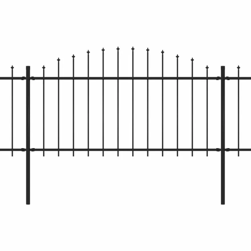 Puutarha-aita, keihäskärjillä, teräs, (1.25-1.5)x5.1m, musta