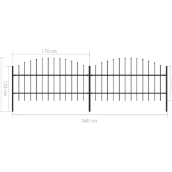 Puutarha-aita, keihäskärjillä, teräs, (0.75-1)x3.4m, musta