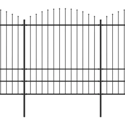 Puutarha-aita, keihäskärjillä, teräs, (1.75-2)x13.6m, musta