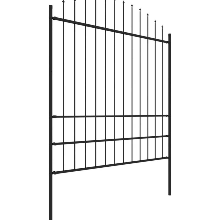 Puutarha-aita, keihäskärjillä, teräs, (1.75-2)x13.6m, musta