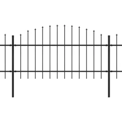 Puutarha-aita, keihäskärjillä, teräs, (1-1.25)x8.5m, musta