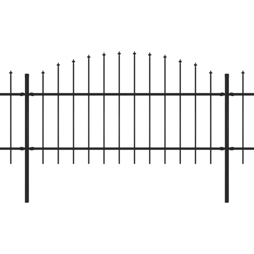 Puutarha-aita, keihäskärjillä, teräs, (1-1.25)x8.5m, musta