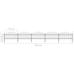 Puutarha-aita, keihäskärjillä, teräs, (1-1.25)x8.5m, musta
