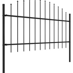 Puutarha-aita, keihäskärjillä, teräs, (1-1.25)x8.5m, musta