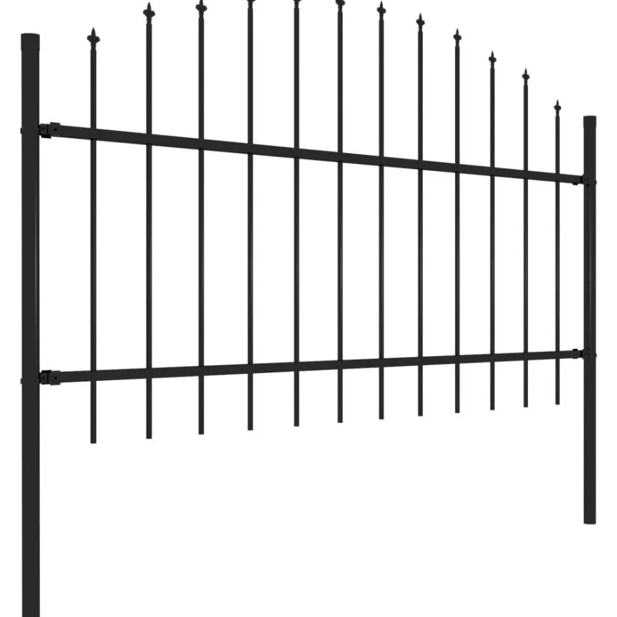 Puutarha-aita, keihäskärjillä, teräs, (1-1.25)x8.5m, musta