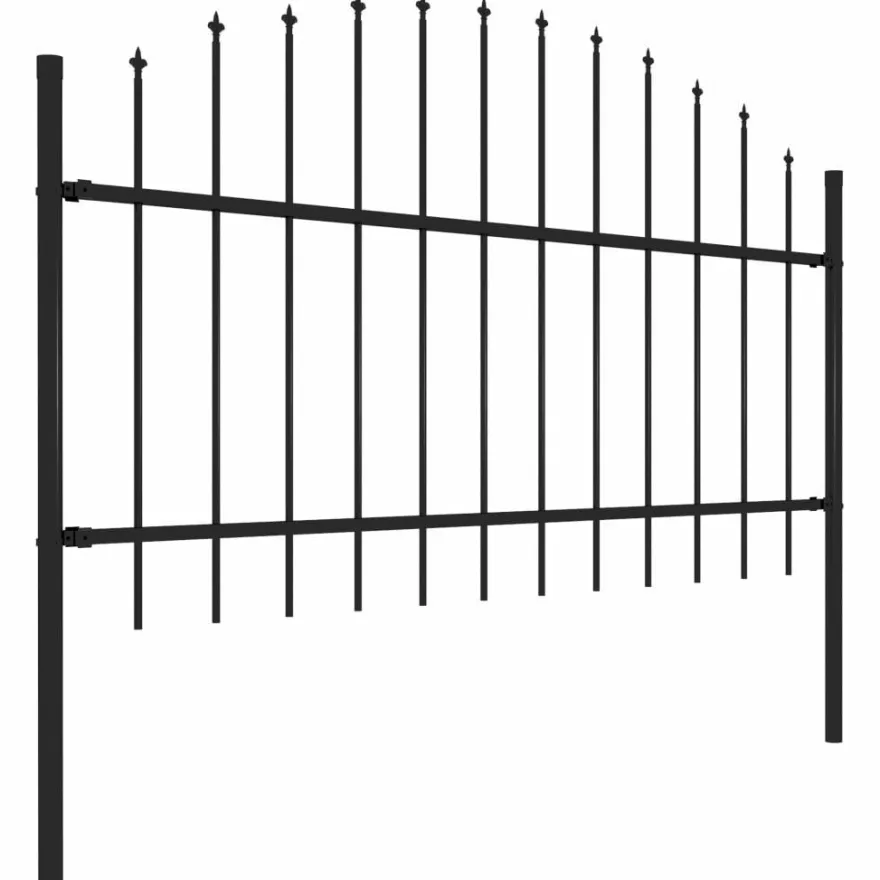 Puutarha-aita, keihäskärjillä, teräs, (1-1.25)x3.4m, musta