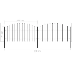 Puutarha-aita, keihäskärjillä, teräs, (1-1.25)x3.4m, musta
