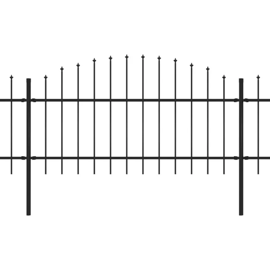Puutarha-aita, keihäskärjillä, teräs, (1-1.25)x3.4m, musta