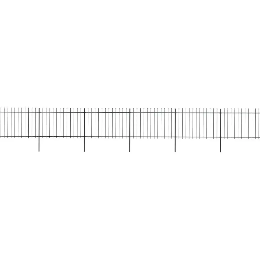 Puutarha-aita, keihäskärjillä, 10.2x1.2m, teräs, musta