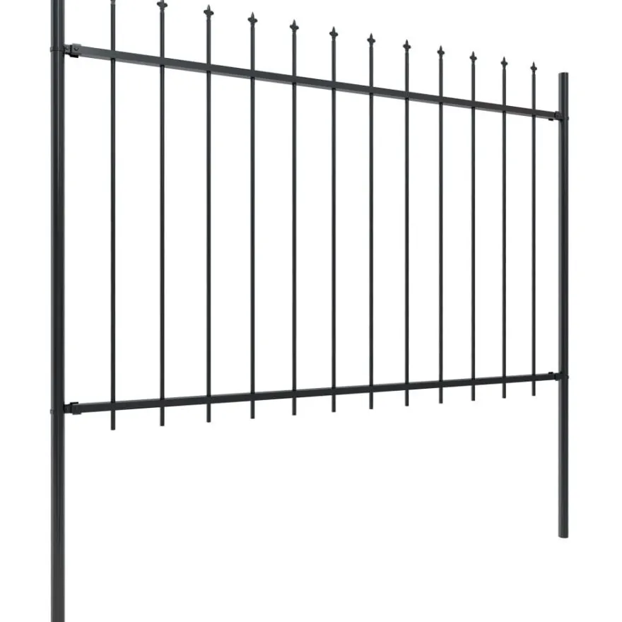 Puutarha-aita, keihäskärjillä, 10.2x1.2m, teräs, musta