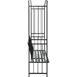 Puutarhakaari penkillä musta 114x45x205 cm rauta