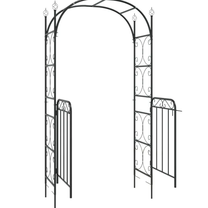 Puutarhakaari portilla 108x45x235 cm teräs musta