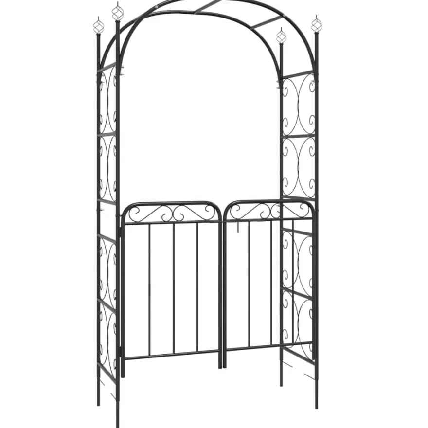 Puutarhakaari portilla 108x45x235 cm teräs musta