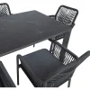 Puutarhakalustesetti Home4You CARVES olefiiniköysipunostuoleilla, 6 tuolia, harmaa